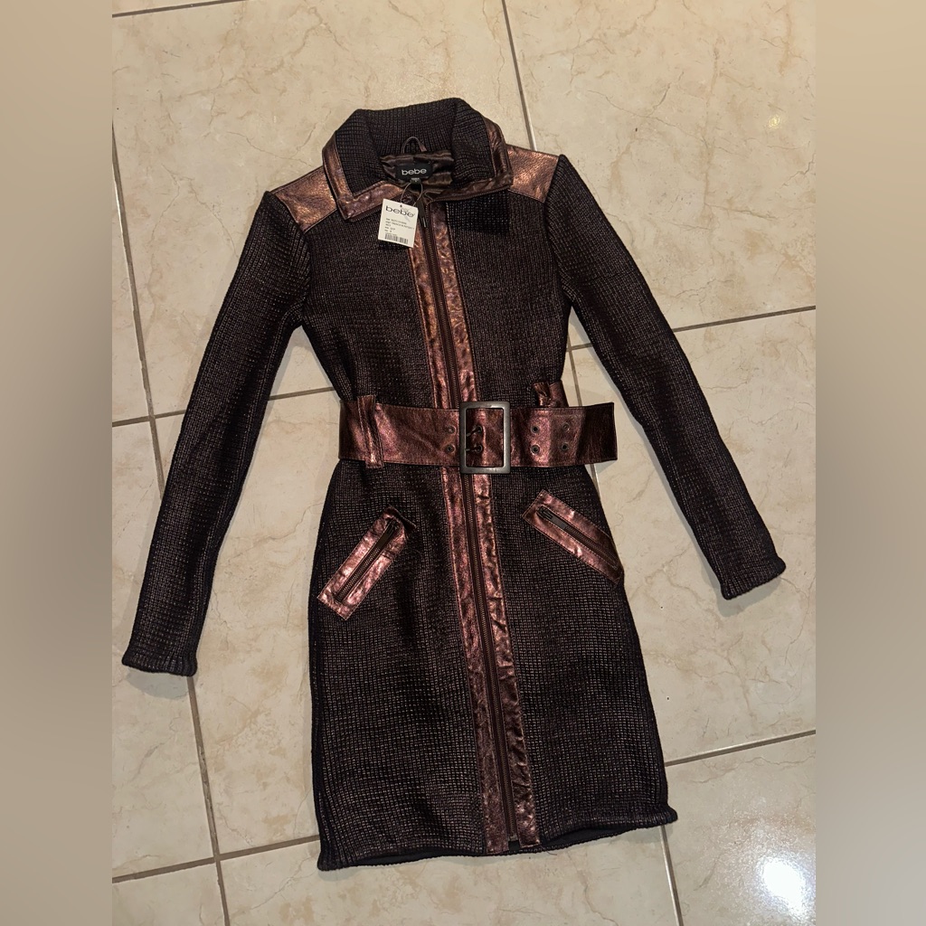 Bebe Black And Bronze Textured Jacket